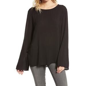 Treasure & Bond NWT Women's Long Sleeved Soft Voile Shirt Black Size L